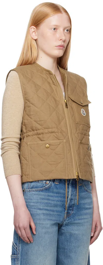 Moncler Vigny Padded Vest In Brown