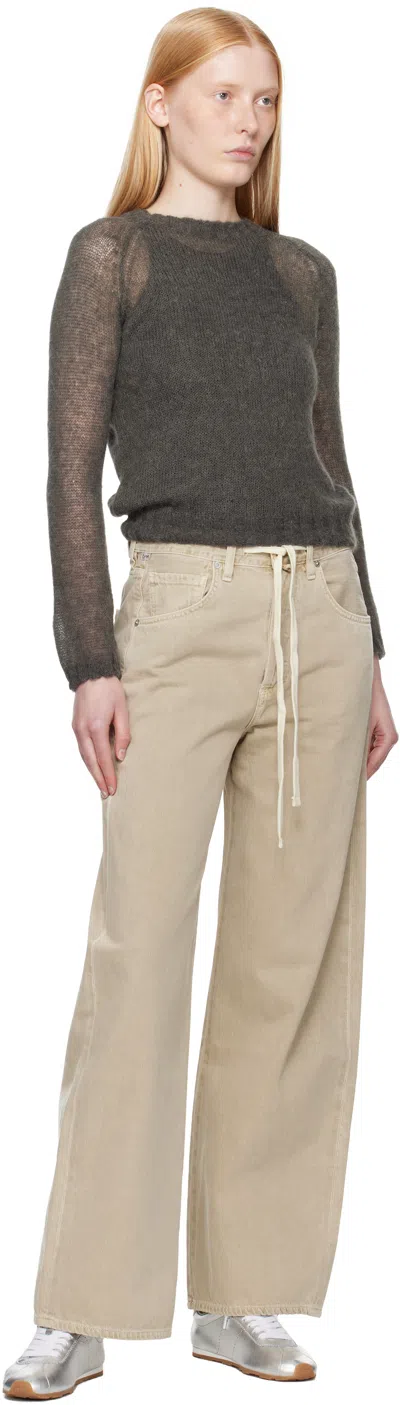 Citizen Of Humanity Brynn Drawstring Rigid Low-rise Wide-leg Jeans In Neutral