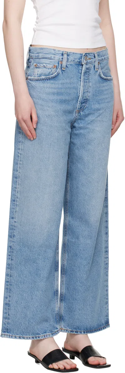 Agolde Dame Wide Leg Jeans In Blue