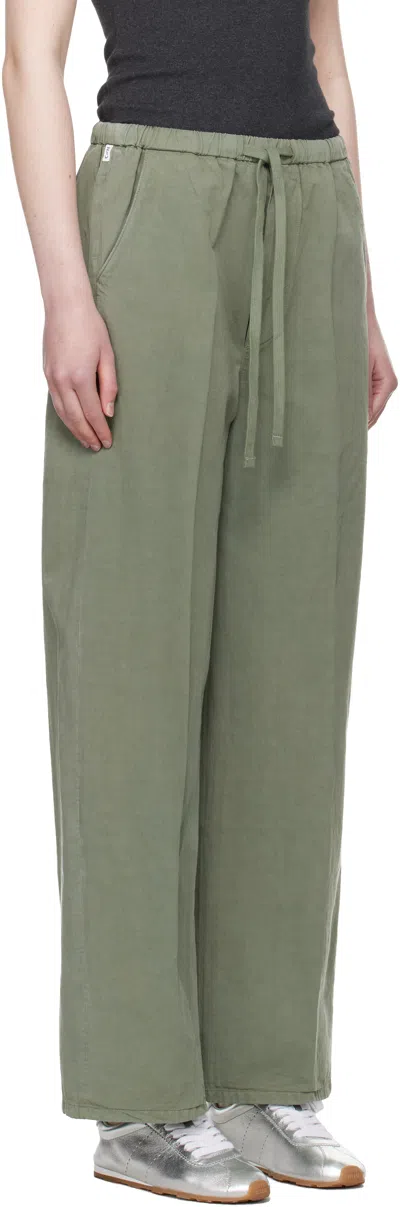 Citizen Of Humanity Aurora Cotton And Linen Wide-leg Pants In Green