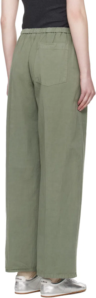 Citizen Of Humanity Aurora Cotton And Linen Wide-leg Pants In Green