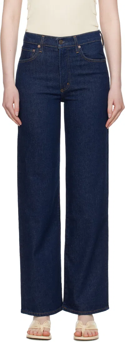 Agolde Harper Mid Rise Relaxed Straight Jeans In Reissue In Blue