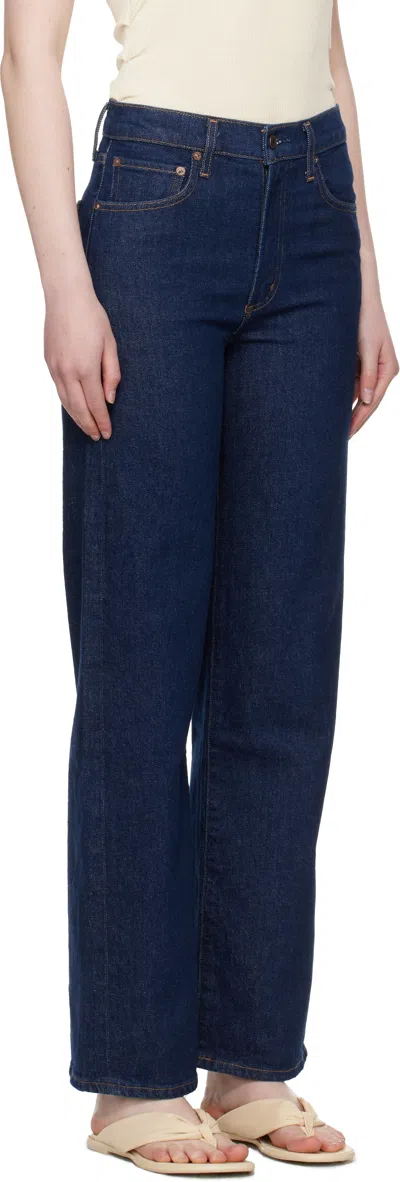 Agolde Harper Mid Rise Relaxed Straight Jeans In Reissue In Blue