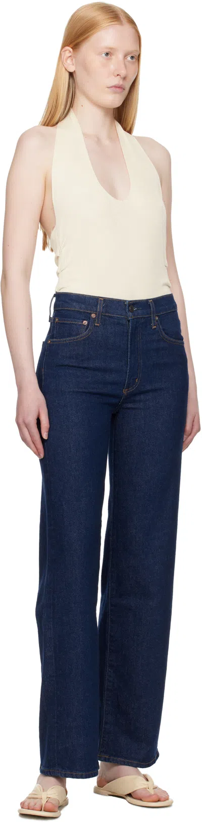 Agolde Harper Mid Rise Relaxed Straight Jeans In Reissue In Blue