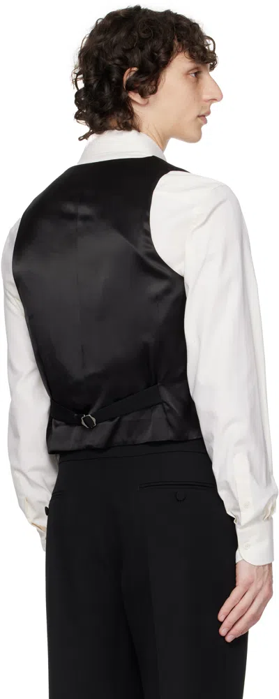 Valentino Black Wool Grain De Poudre Slim Fit Vest