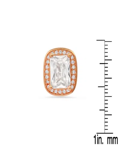 Steeltime Women's 18k Rose Gold Plated Brass Simulated Emerald Cut Diamonds Stud Earrings