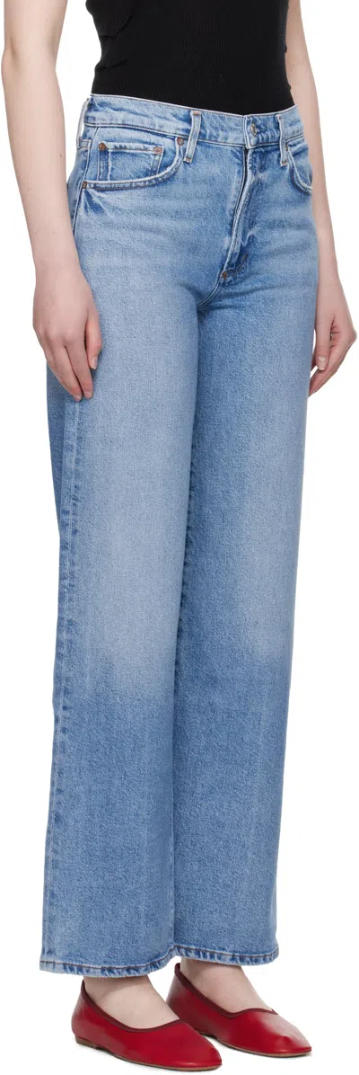 Agolde Franka Pleated High-rise Wide-leg Jeans In Blue