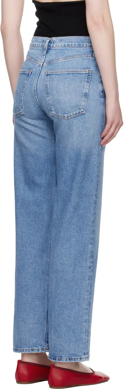Agolde Franka Pleated High-rise Wide-leg Jeans In Blue