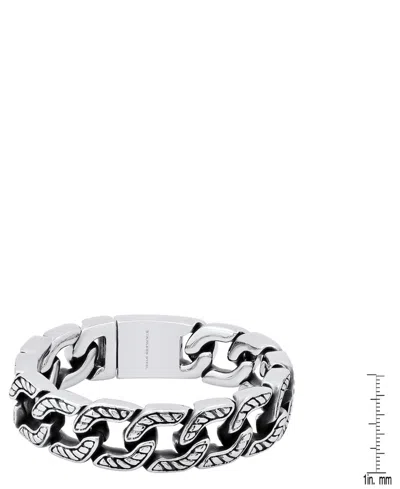 Steeltime Men's Heavy Oxidized Stainless Steel Accented Cuban Link Chain Bracelet