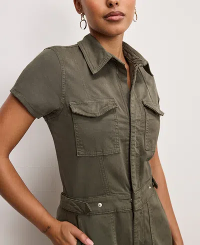 Good American Good Khaki Good Cotton Twill Jumpsuit With Stretch In Green