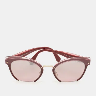 Pre-owned Miu Miu Burgundy Mirrored Smu 53t Cat Eye Sunglasses