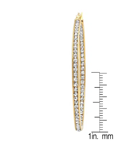 Steeltime Women's Stainless Steel In And Out Simulated Diamond Hoop Earrings