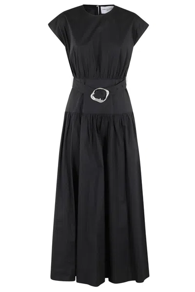 Isabelle Blanche Sleeveless Midi Dress With Cinched Waist