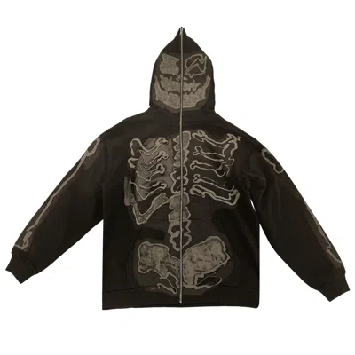 Pre-owned Cactus Jack By Travis Scott X Fragment Skeleton Graffiti Full Zip Hoodie 'black'