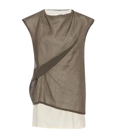 The Row Inawa Draped Layered Sleeveless Top In Brown