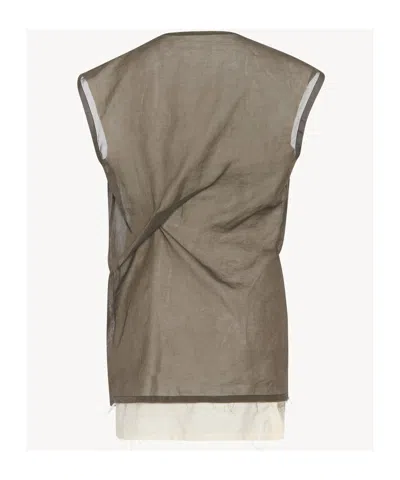 The Row Inawa Draped Layered Sleeveless Top In Brown