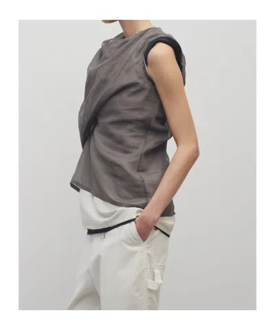 The Row Inawa Draped Layered Sleeveless Top In Brown
