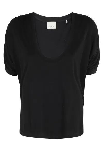 Isabel Marant U-neck Boxy T-shirt With Draped Sleeves