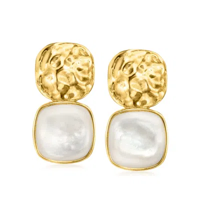 Ross-simons Mother-of-pearl Organic Drop Earrings In 18kt Gold Over Sterling