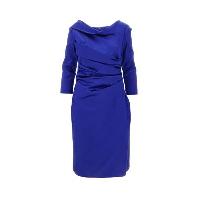 Talbot Runhof Duchesse Satin Knee-length Dress In Blue