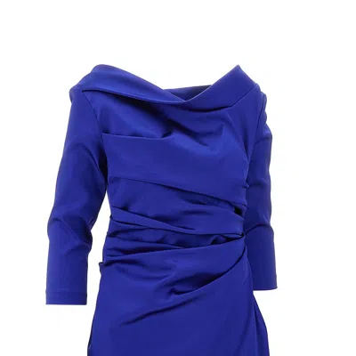 Talbot Runhof Duchesse Satin Knee-length Dress In Blue