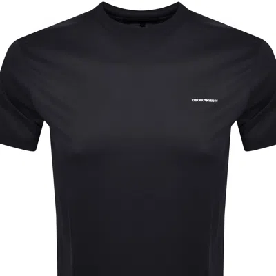 Armani Collezioni Emporio Armani Short Sleeved Logo T Shirt Navy In Black
