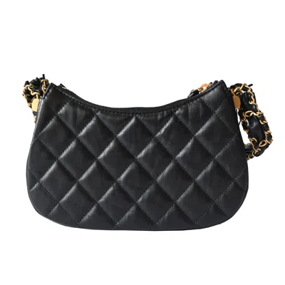 Pre-owned Chanel Aged Calfskin Quilted Hobo Bag Gold Hardware Black
