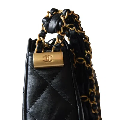 Pre-owned Chanel Aged Calfskin Quilted Hobo Bag Gold Hardware Black