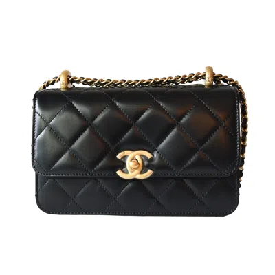 Pre-owned Chanel Calfskin Quilted Mini Perfect Fit Flap Gold Hardware Black