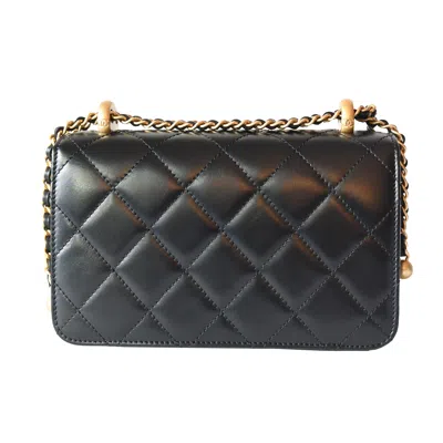 Pre-owned Chanel Calfskin Quilted Mini Perfect Fit Flap Gold Hardware Black