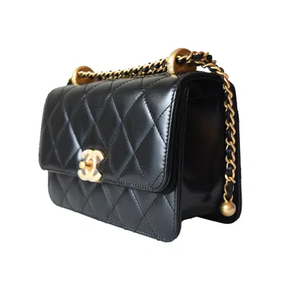 Pre-owned Chanel Calfskin Quilted Mini Perfect Fit Flap Gold Hardware Black
