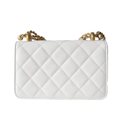 Pre-owned Chanel Calfskin Quilted Mini Perfect Fit Flap White
