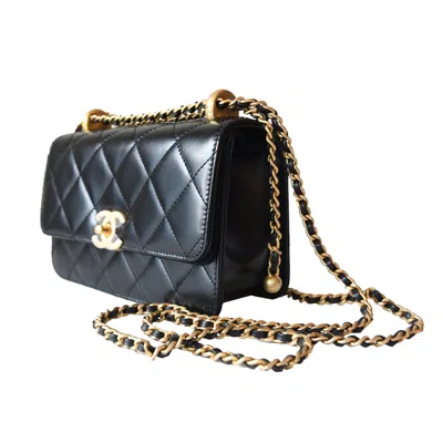 Pre-owned Chanel Calfskin Quilted Mini Perfect Fit Flap Gold Hardware Black