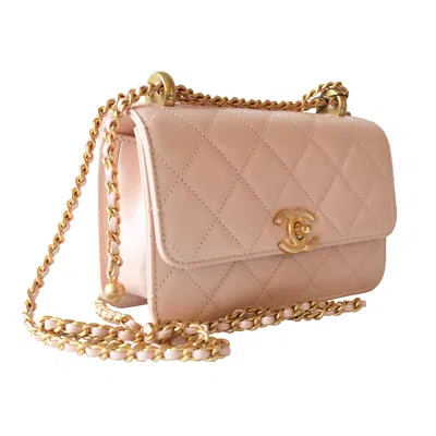 Pre-owned Chanel Calfskin Quilted Mini Perfect Fit Flap Gold Hardware Light Pink