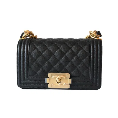 Pre-owned Chanel Caviar Quilted Small Boy Flap Gold Hardware Black