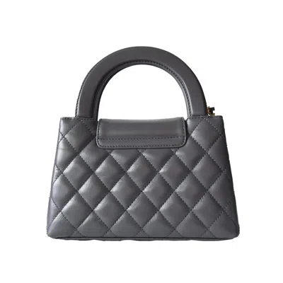 Pre-owned Chanel Shiny Aged Calfskin Quilted Mini Kelly Brushed Gold Hardware Grey