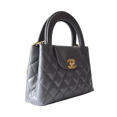 Pre-owned Chanel Shiny Aged Calfskin Quilted Mini Kelly Brushed Gold Hardware Grey