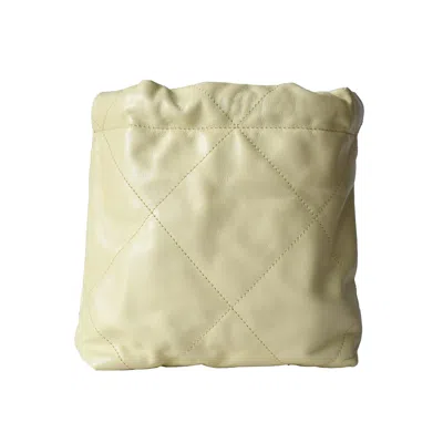 Pre-owned Chanel Shiny Calfskin Quilted Mini  22 Tote Bag Gold Hardware Light Yellow