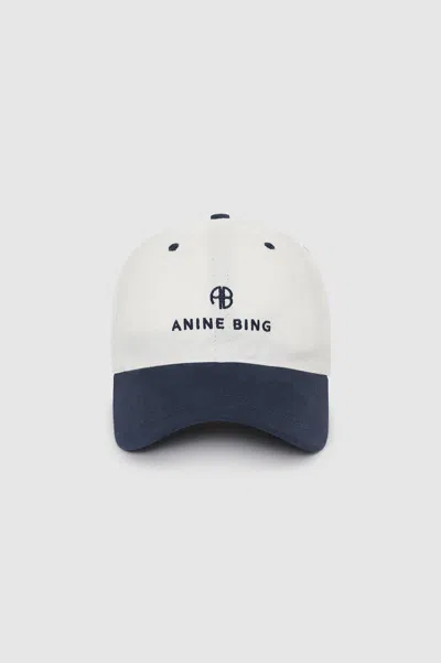 Anine Bing Womens Ivory And Navy Jeremy Baseball Cap