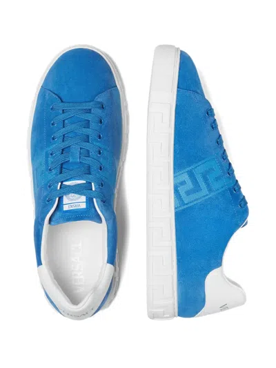 Versace Greca Suede Low Top Sneaker In White