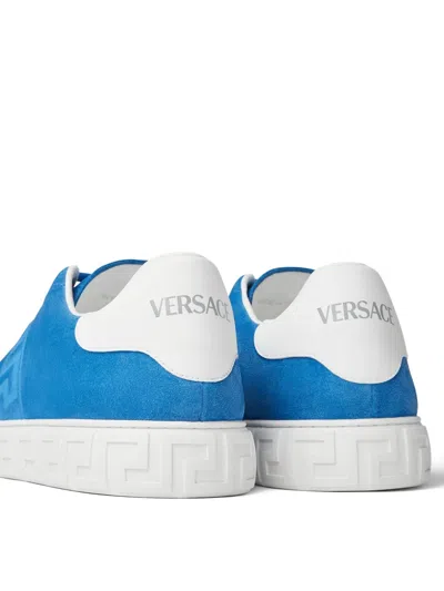 Versace Greca Suede Low Top Sneaker In White