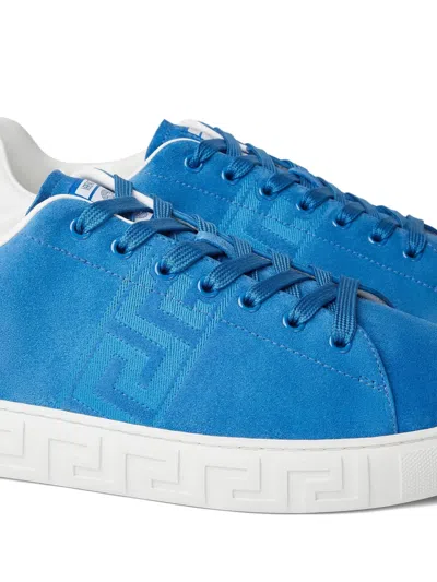 Versace Greca Suede Low Top Sneaker In White