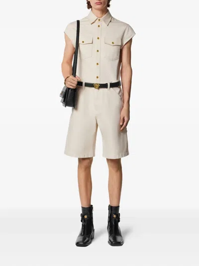 Versace Sleeveless Denim Shirt In White