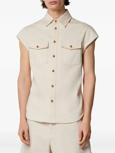 Versace Sleeveless Denim Shirt In White