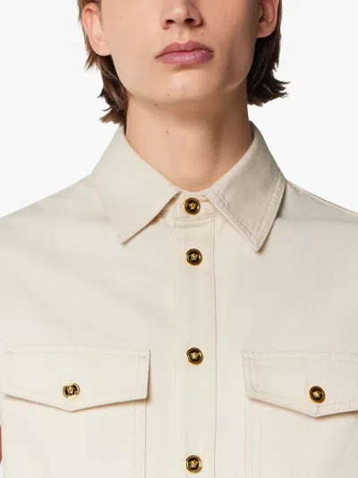 Versace Sleeveless Denim Shirt In White