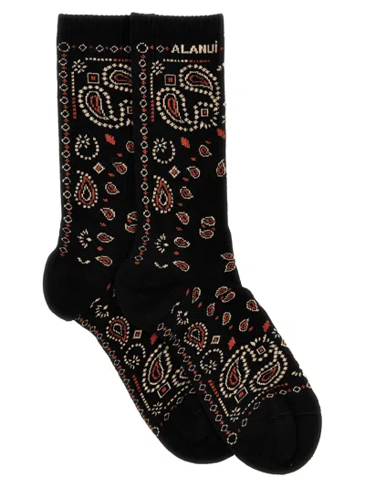 Alanui Bandana Socks Black In Black