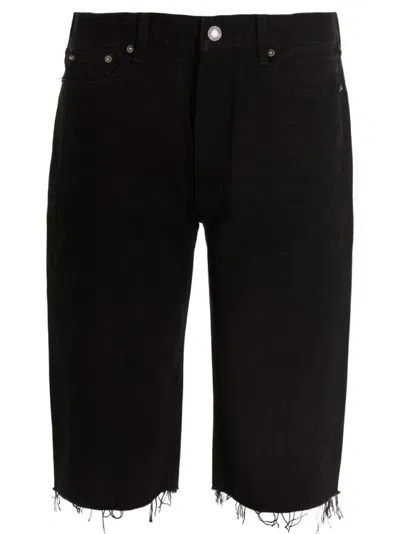 Saint Laurent Black Denim Shorts With Frayed Edge