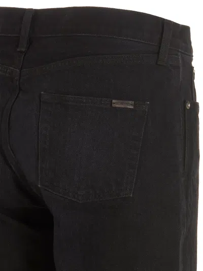 Saint Laurent Black Denim Shorts With Frayed Edge