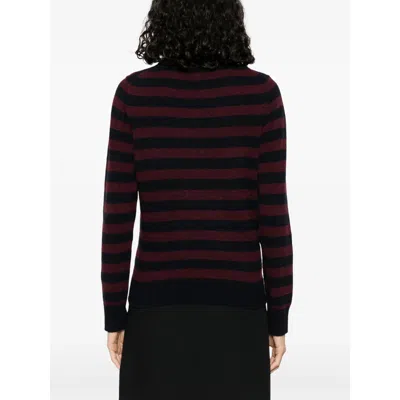 Ganni Graphic Wool Mix Poodle Stripe Crewneck Knitwear Multicolor In Multi