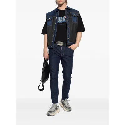 Dsquared2 Short-sleeve T-shirt With Puffy Logo In Blue